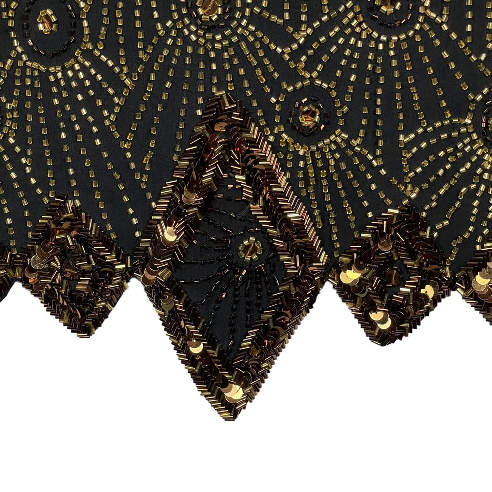 BLACK TIE BY OLEG CASSINI SILK BEADED DECO EMBELLISHED SHEER PANEL TUNIC BLOUSE - Picture 11 of 12